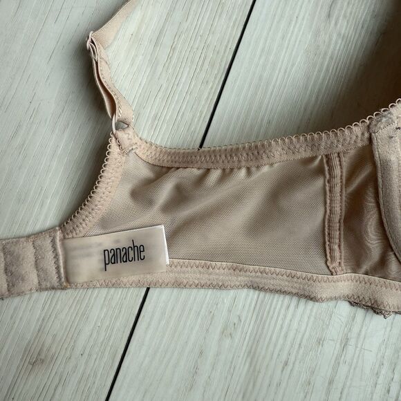 34 E Panache Cari Women’s Beige Underwire Back Closure Demi Bra Lightly Lined - Picture 8 of 10